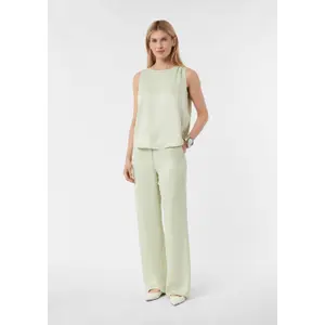 Sleeveless Satin Viscose Blouse with Pleated Round Neck for Women COMMA image-5