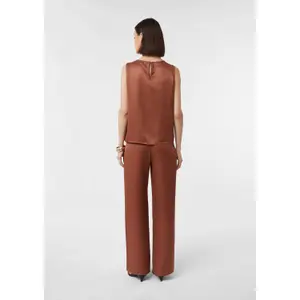 Sleeveless Satin Viscose Blouse with Pleated Round Neck for Women COMMA image-2