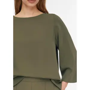 Womens Loose 3/4 Sleeve Wide Top with Round Neck COMMA image-3