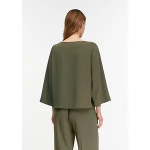 Womens Loose 3/4 Sleeve Wide Top with Round Neck COMMA image-4