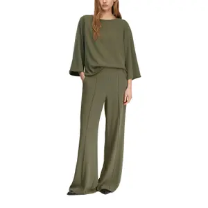 Womens Loose 3/4 Sleeve Wide Top with Round Neck COMMA image-6