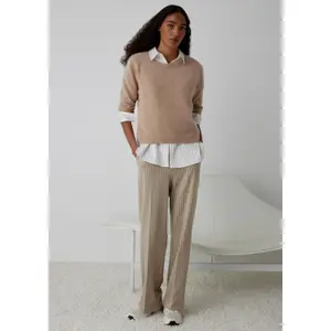 Fine Striped Interlock Jersey Trousers Women COMMA image-6
