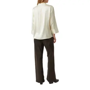 Women's Satin Viscose Pleated Shirt with Adjustable Cuffs COMMA image-5