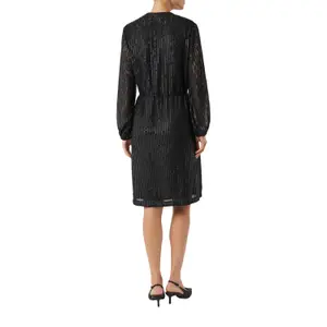 Sequin Dress with V-Neck and Fabric Belt for Women COMMA image-5