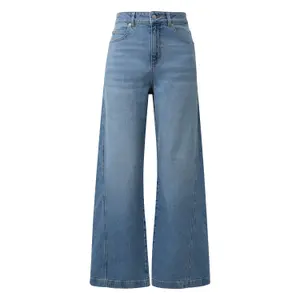 High Waist Wide Leg Jeans with Raw Hem for Women COMMA image-0