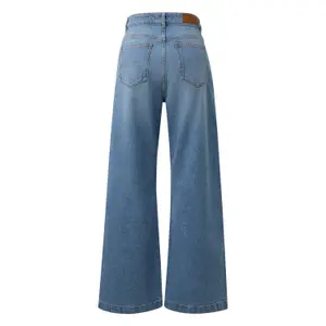 High Waist Wide Leg Jeans with Raw Hem for Women COMMA image-1