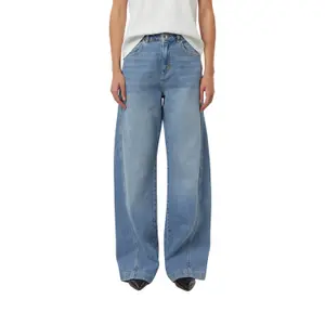 High Waist Wide Leg Jeans with Raw Hem for Women COMMA image-2