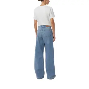 High Waist Wide Leg Jeans with Raw Hem for Women COMMA image-5