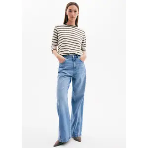 High Waist Wide Leg Jeans with Raw Hem for Women COMMA image-6