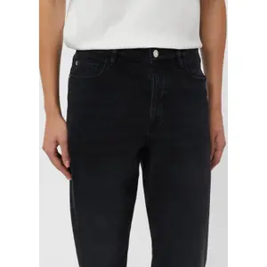 Women’s High-Waisted Distressed Button-Fly Straight Jeans COMMA image-1
