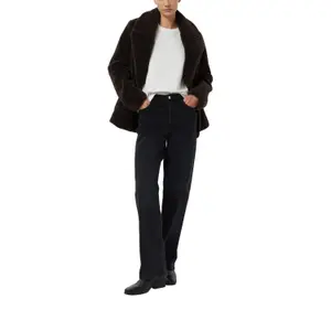 Women’s High-Waisted Distressed Button-Fly Straight Jeans COMMA image-5