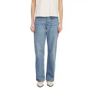 Women's Five-Pocket Bleached Straight Jeans with Belt Loops COMMA image-2