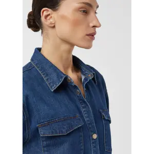 Short Denim Shirt Dress Women COMMA image-3