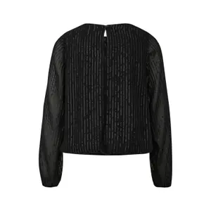 Sequin Long Sleeve Top with Split Neck Women's COMMA image-1