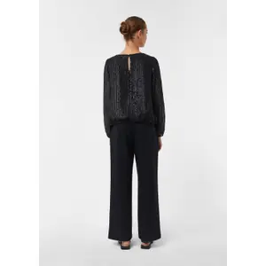 Sequin Long Sleeve Top with Split Neck Women's COMMA image-4