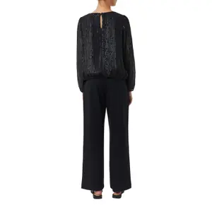Sequin Long Sleeve Top with Split Neck Women's COMMA image-5