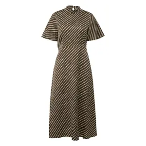 Midi Printed Dress with Slit and Button at Back Women COMMA image-0