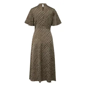 Midi Printed Dress with Slit and Button at Back Women COMMA image-1