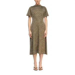 Midi Printed Dress with Slit and Button at Back Women COMMA image-2