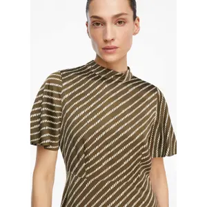 Midi Printed Dress with Slit and Button at Back Women COMMA image-3