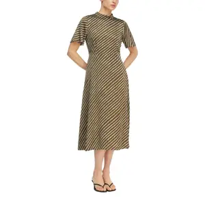 Midi Printed Dress with Slit and Button at Back Women COMMA image-6