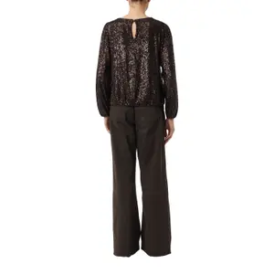 Women's Long Sleeve Sequin Blouse with Elastic Hem COMMA image-3