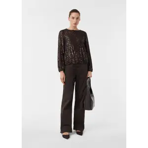 Women's Long Sleeve Sequin Blouse with Elastic Hem COMMA image-5
