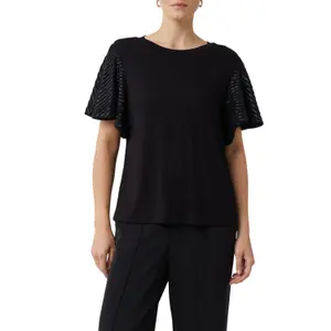 Semi-Transparent Ruffled Sleeve T-Shirt Women COMMA image-2