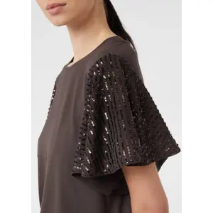 Women's Ruffled Sequin Sleeve T-Shirt COMMA image-1