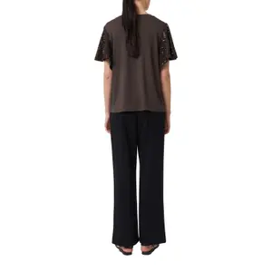 Women's Ruffled Sequin Sleeve T-Shirt COMMA image-3