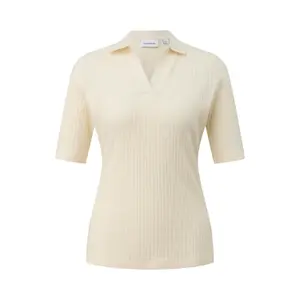 Women's Ribbed Texture Polo COMMA image-0
