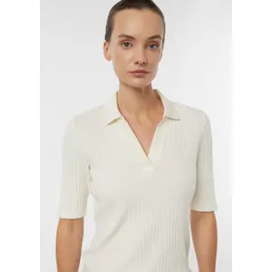 Women's Ribbed Texture Polo COMMA image-3