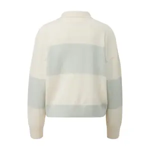 Women's Fine Knit Striped Polo Shirt COMMA image-1
