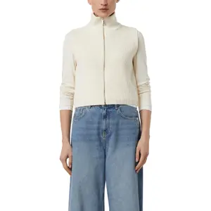 Sleeveless Zip Cardigan with Shawl Collar for Women COMMA image-2