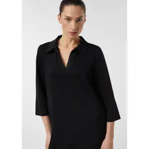 Short Jersey Polo-Style Dress with Three-Quarter Sleeves for Women COMMA image-3
