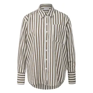 Women's Long Jacquard Striped Shirt with Chest Pocket COMMA image-0