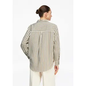 Women's Long Jacquard Striped Shirt with Chest Pocket COMMA image-4