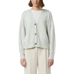 Cotton Knit Cardigan with Rolled Edge Details Women COMMA image-2
