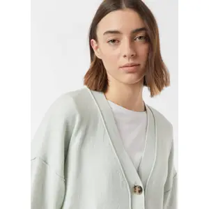 Cotton Knit Cardigan with Rolled Edge Details Women COMMA image-3