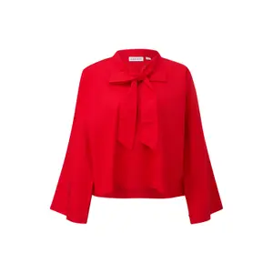 Cotton Blouse with High Collar and Wide Sleeves Women COMMA image-0
