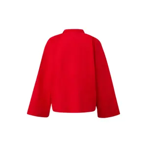 Cotton Blouse with High Collar and Wide Sleeves Women COMMA image-1
