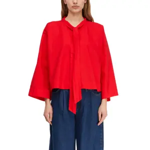 Cotton Blouse with High Collar and Wide Sleeves Women COMMA image-2