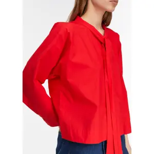 Cotton Blouse with High Collar and Wide Sleeves Women COMMA image-3
