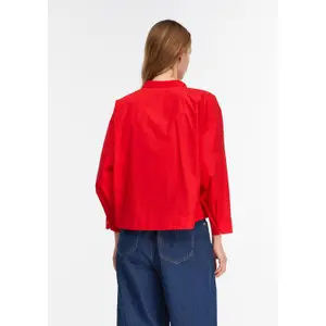 Cotton Blouse with High Collar and Wide Sleeves Women COMMA image-4
