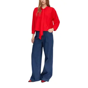 Cotton Blouse with High Collar and Wide Sleeves Women COMMA image-6