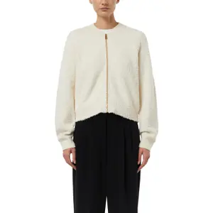 Women's Cotton Boucle Cardigan with Zip and Raglan Sleeves COMMA image-2