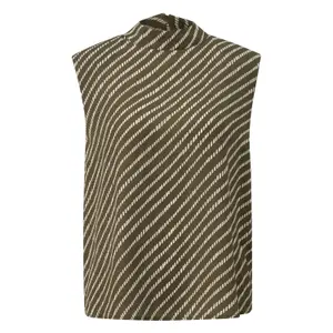 Sleeveless Printed Chiffon Blouse with Shoulder Pads for Women COMMA image-0