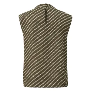 Sleeveless Printed Chiffon Blouse with Shoulder Pads for Women COMMA image-1