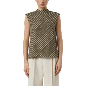 Sleeveless Printed Chiffon Blouse with Shoulder Pads for Women COMMA image-2
