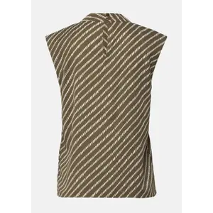 Sleeveless Printed Chiffon Blouse with Shoulder Pads for Women COMMA image-4